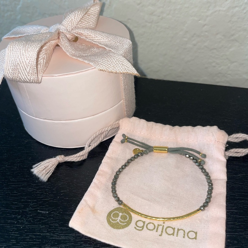 Gorjana Power Gemstone Bracelet Pyrite - Strength with jewelry holder dustbag